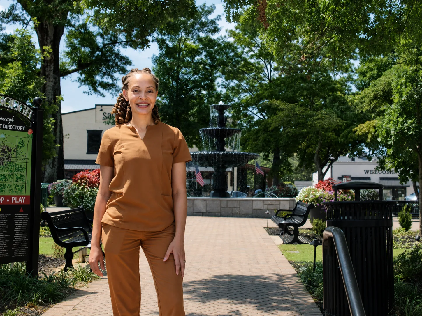 Dr. Paris Little near the fountain on the McDonough, Georgia town square