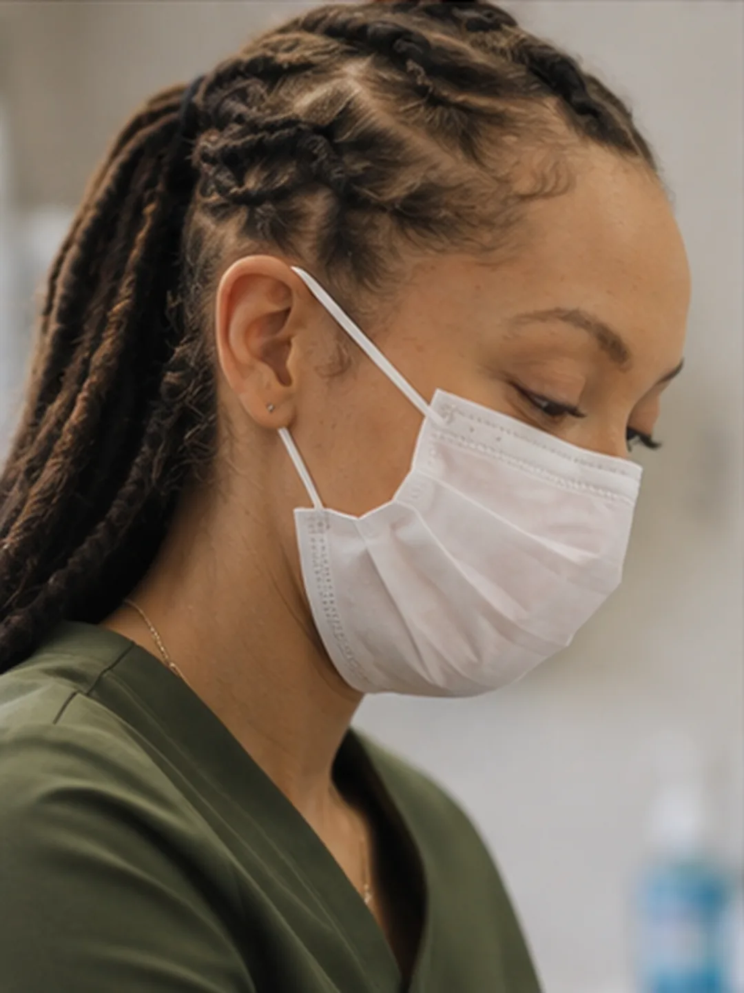 Dr. Paris Little in a protective mask during treatment at Clarity Dental in McDonough, Georgia