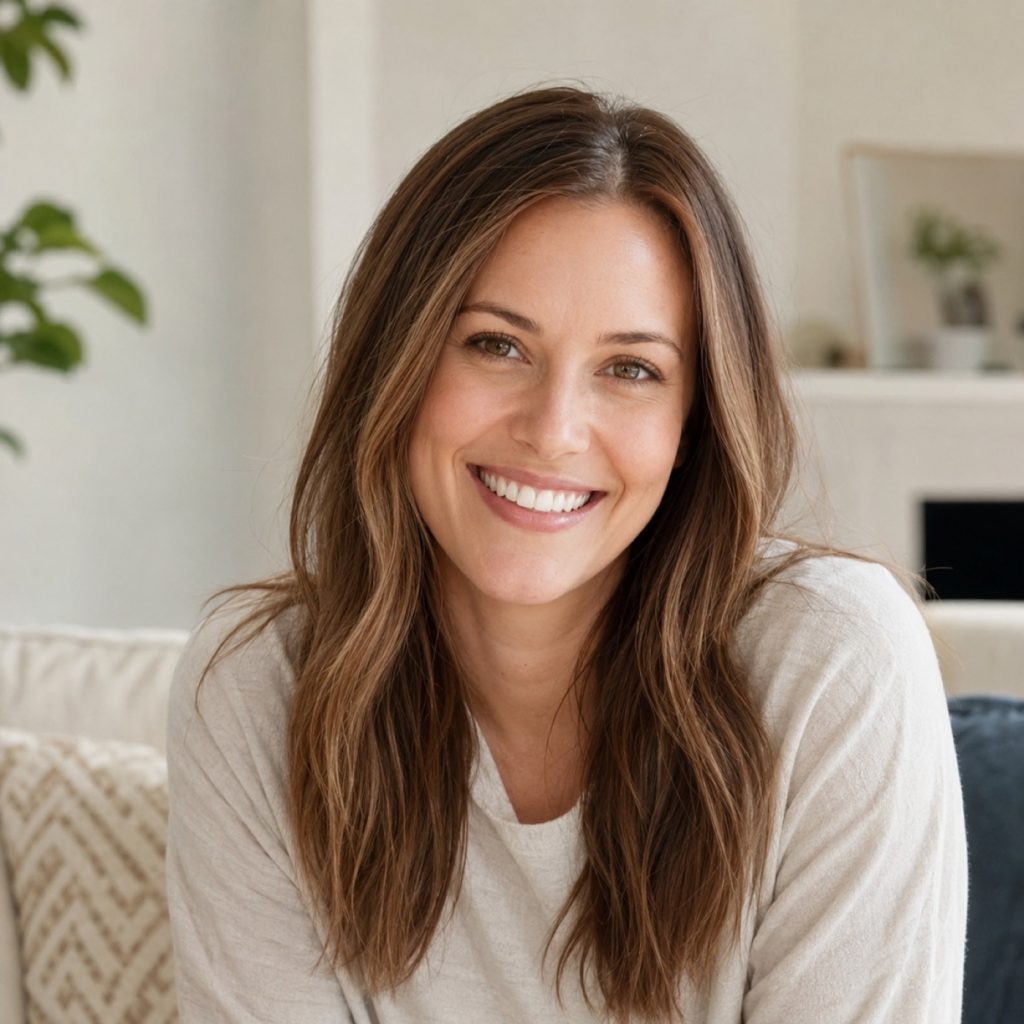 Smiling woman at home with the kind of healthy smile regular dental cleanings support